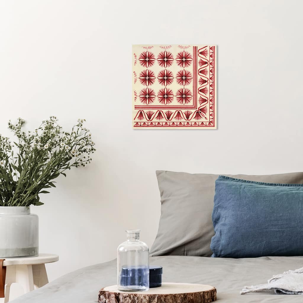 Wynwood Studio Canvas Abstract Floor Covering Red White and Cream White Traditional Wall Art Canvas Print