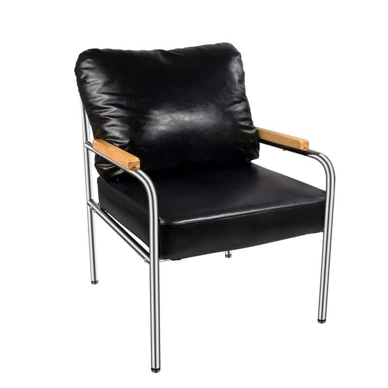 Momei 33.6"H Mid-Century Modern Armchair Stainless Steel Frame Accent Chair - 21.2"L x 24.2"W x 33.6"H - Black