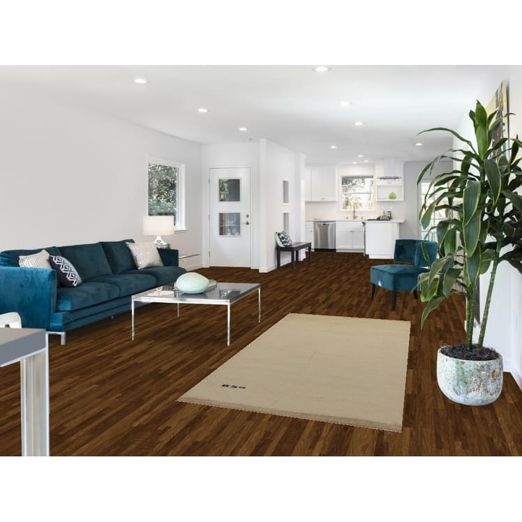 Solid Gabbeh Oriental Rug Hand-Knotted Wool Carpet - 3'7"x 7'3"