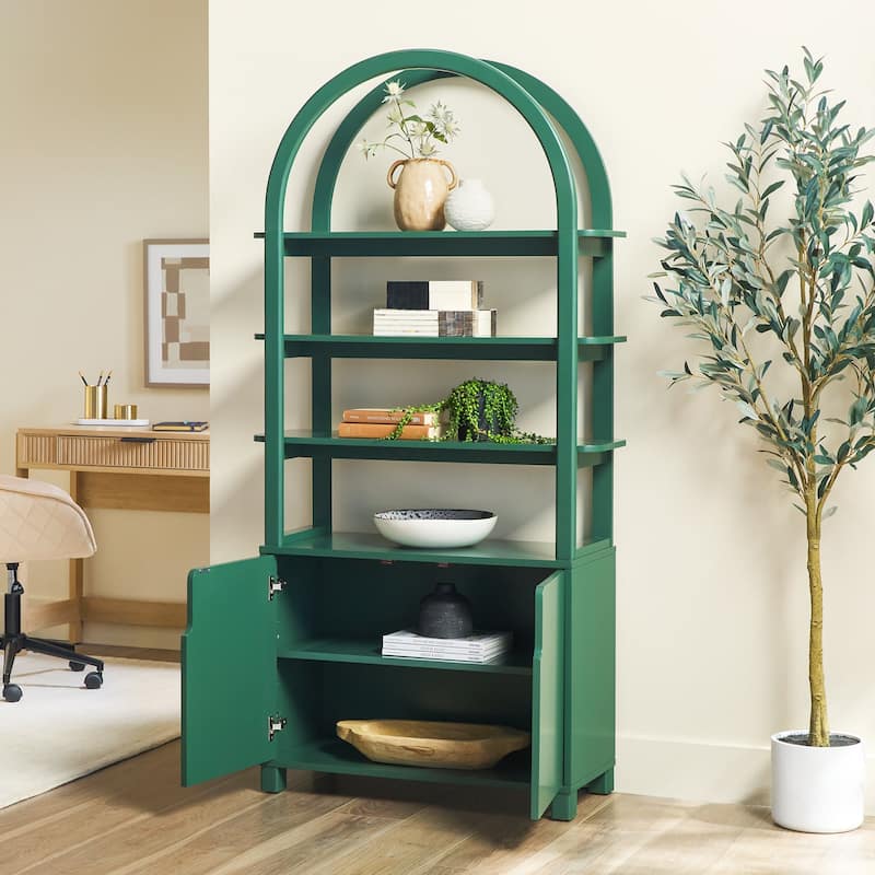 Walker Edison Modern Wood Arched Cabinet Bookcase with Storage