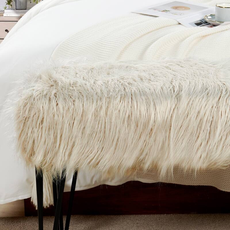 Mongolian Fauxfur Ottoman