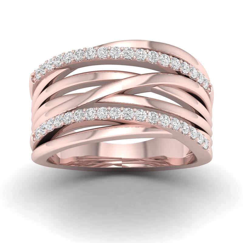 1/3ct TDW Diamond Crossover Ring in 10k Gold for Women - 8.5 - Rose