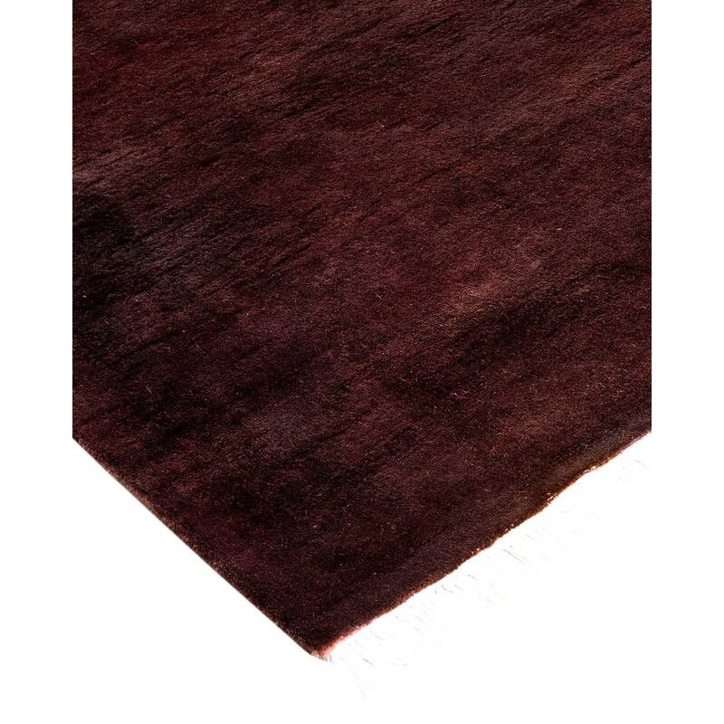 Overton Hand Knotted Wool Vintage Inspired Modern Contemporary Overdyed Brown Runner Rug - 2' 6" x 7' 10"