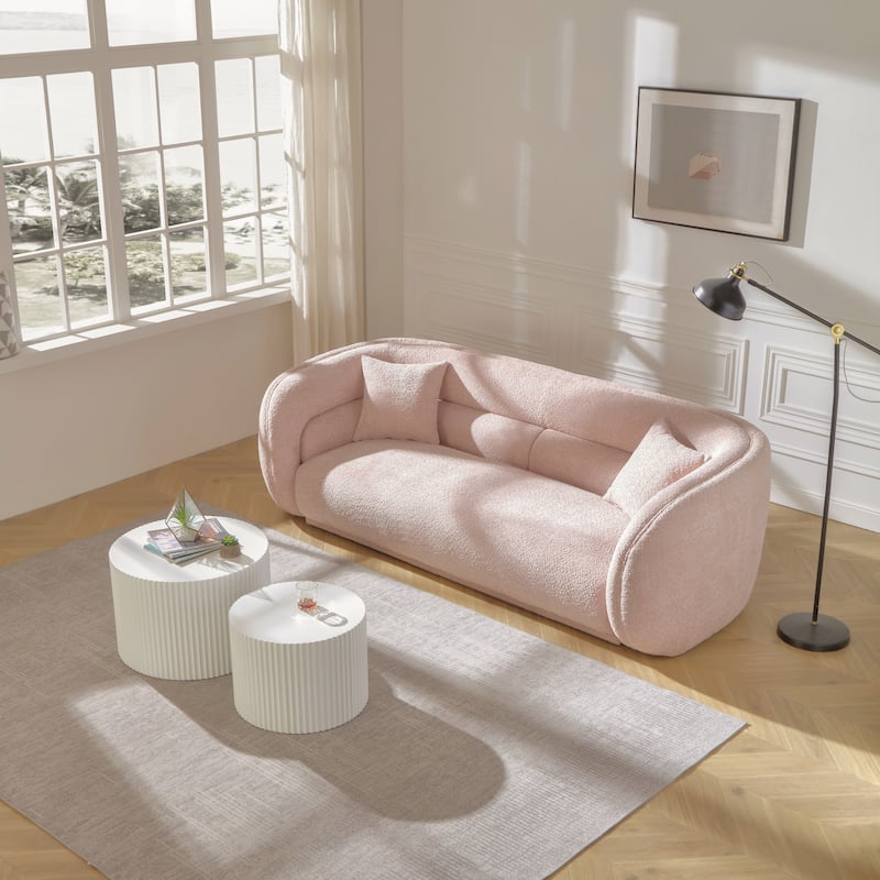 Modern Contemporary 91" Upholstered Curved Sofa With 2 Pillows for Living Room