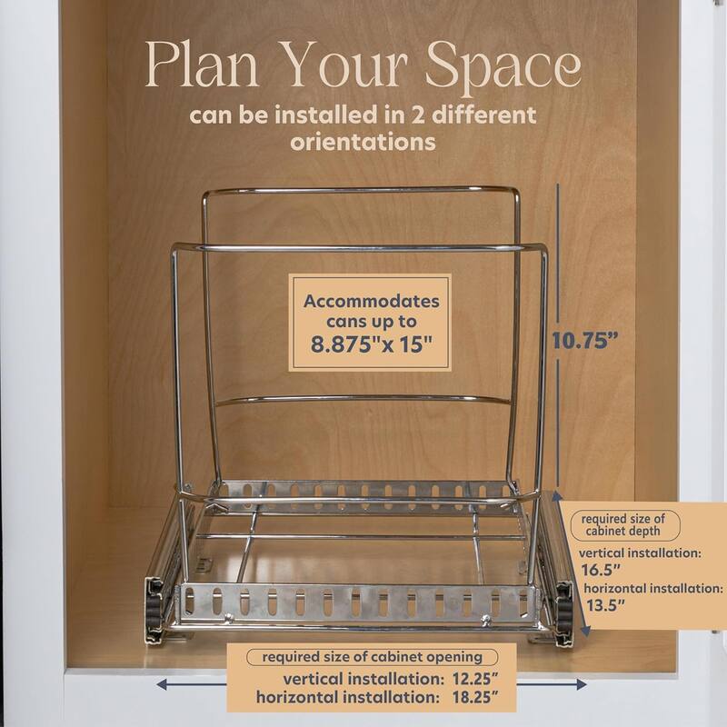 Hold N' Storage Pull Out Trash Can Under Cabinet - Trash Can Not Included, Heavy Duty
