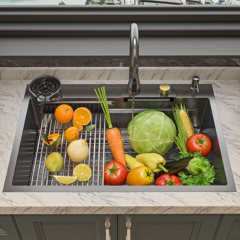 33 Inch Farmhouse Sink Front Kitchen Sink Workstation Single Bowl