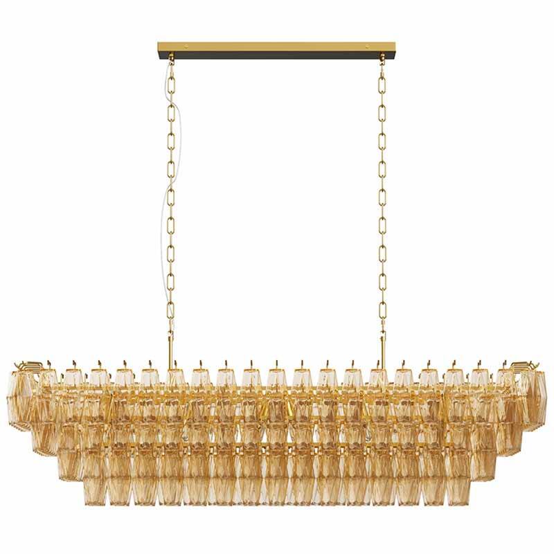 54" Large Rectangle Gold Kitchen Chandelier - Gold