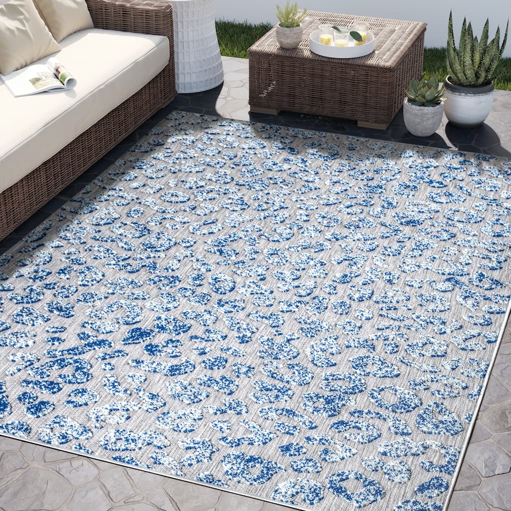 Abani Rugs HAM230A Animal Print Cheetah Blue Rug