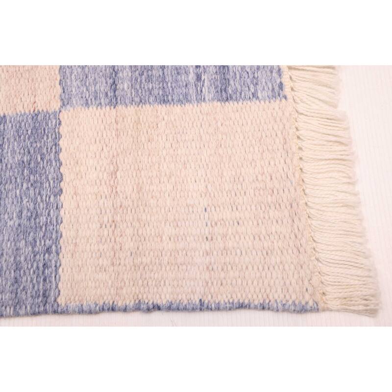 ECARPETGALLERY Flat-Weave Nevada Slate Blue Wool Kilim - 5'0 x 7'8