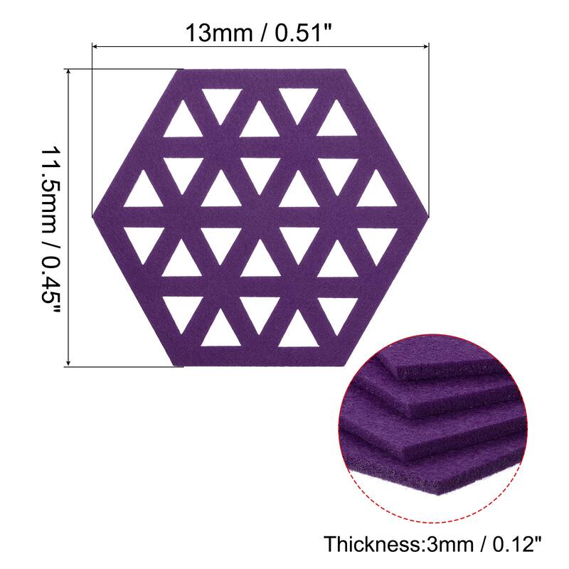Felt Coasters, Hexagonal Pad Coaster for Drink Cup Pot Bowl Vase