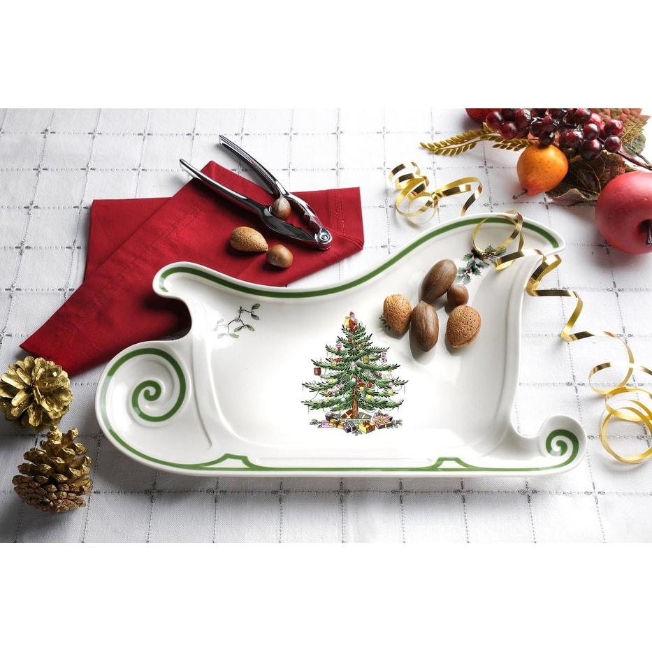 Spode Christmas Tree Embossed Sleigh Plate - On Sale - Bed Bath ...