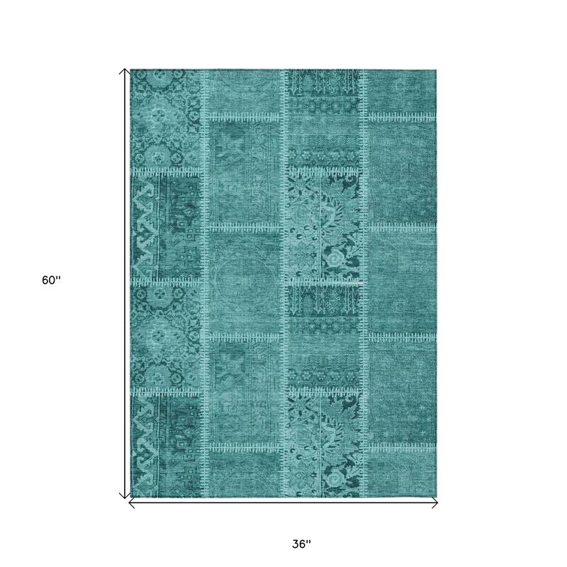 HomeRoots Patchwork Transitional Rectangle Outdoor Rug