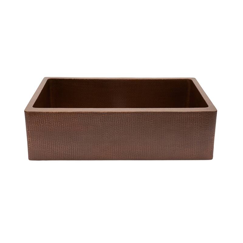 33-in Antique Hammered Copper Kitchen Apron Single Basin Sink with Matching Drain, and Accessories (KSP3_KASB33229)
