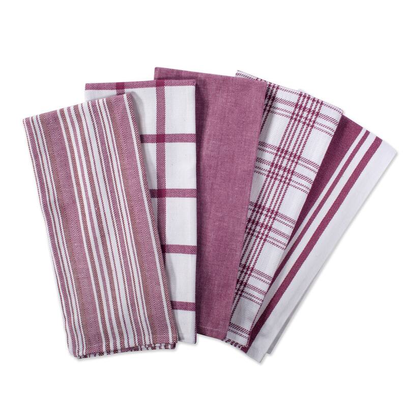 Design Imports Assorted Woven Dishtowel Set of 5 (28 inches long x 18 inches wide)