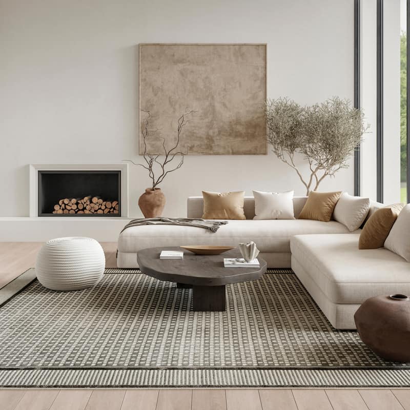 Nourison Nordic Indoor only Geometric Area Rug - 9' x 12' - Ivory/Grey - Rectangle