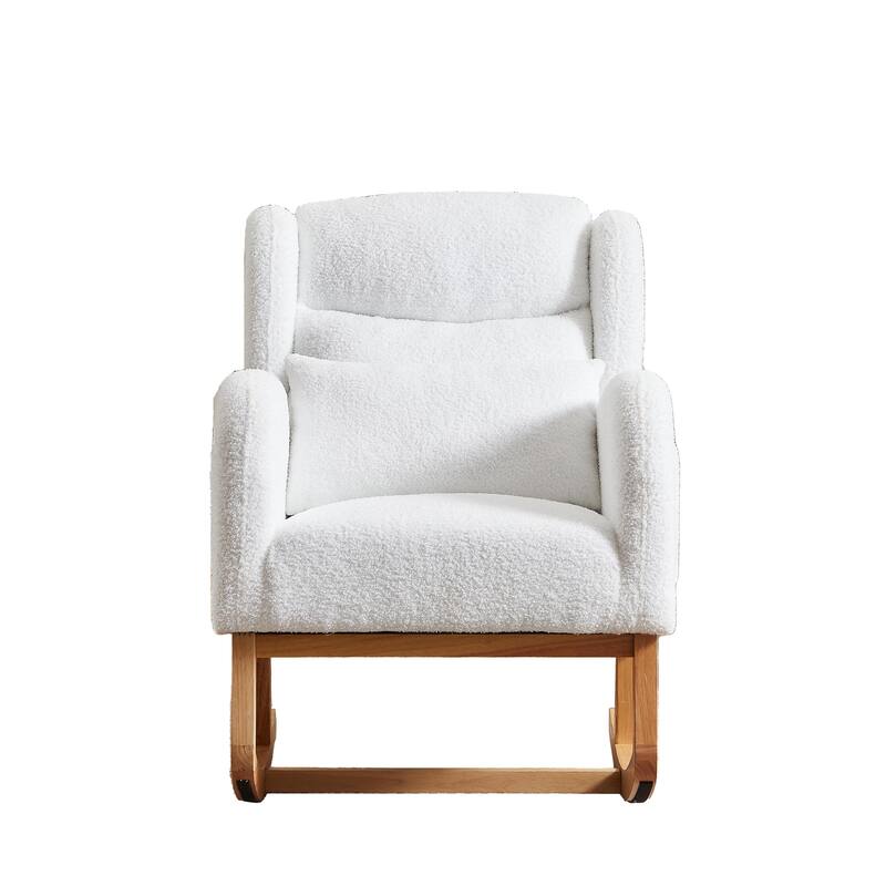 20" Seat Wide Fabric Rocking Chair with High Backrest and Two Side Pockets