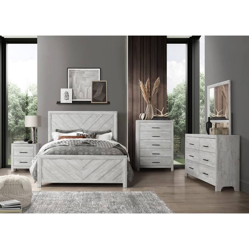 Full Size Wood Modern Platform Bed with Headboard and Slat Support