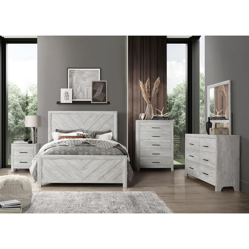 Modern Full Bed with Wood Frame and Sophisticated Headboard