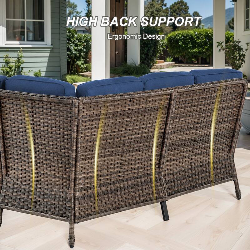 Gymojoy L-Shaped Outdoor Sectional Sofa Set with Patio Chairs Ottomans & Coffee Table