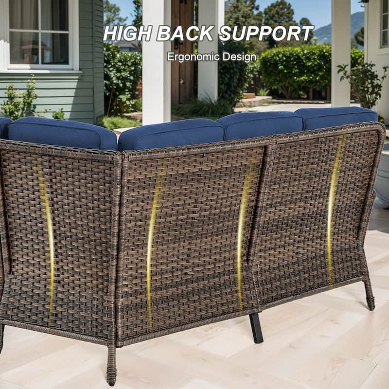 Gymojoy Outdoor Sectional Sofa Set with Rocking Chairs, Ottomans, Water-Resistant Cushions
