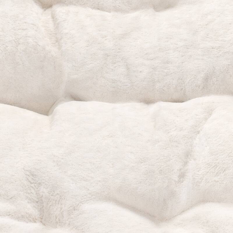 Double Folding Synthetic Fur Saucer Chair with 2 Ottomans