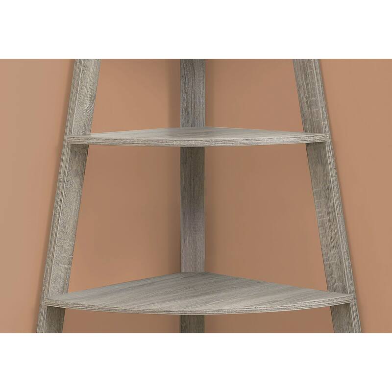 Bookshelf, Bookcase, Etagere, Corner, 4 Tier, 60"h, Office, Bedroom, Laminate, Contemporary, Modern