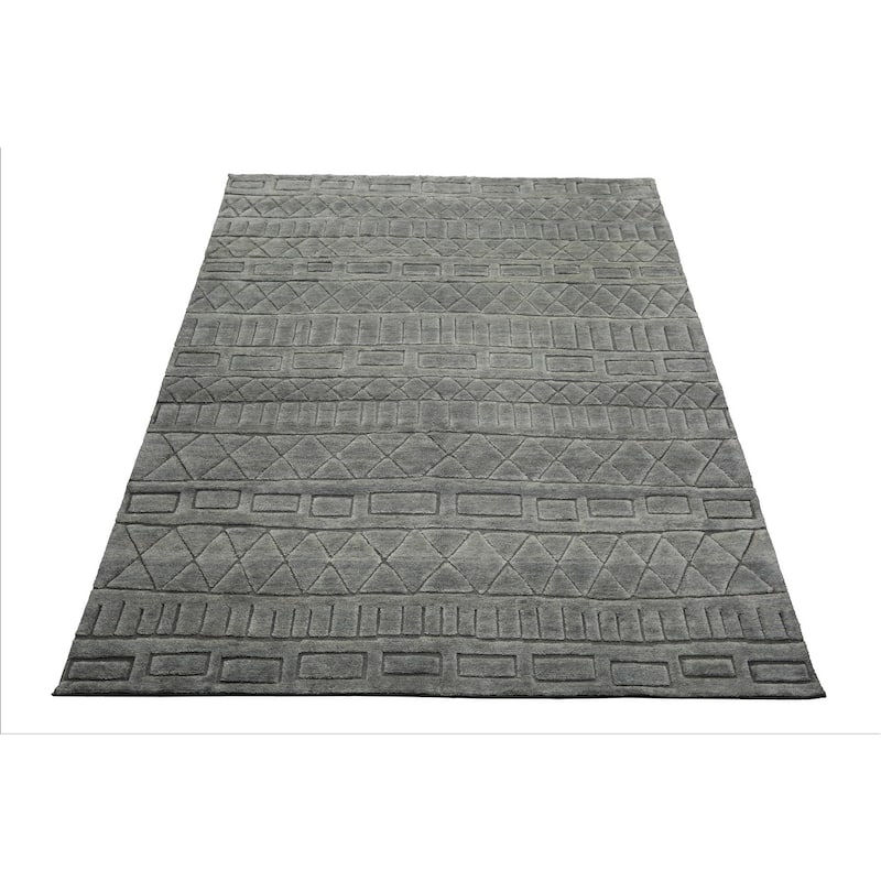 8x10 Tibetano Hand Knotted Wool Tone on Tone Modern & Contemporary Gray Rug - 8' x 10'