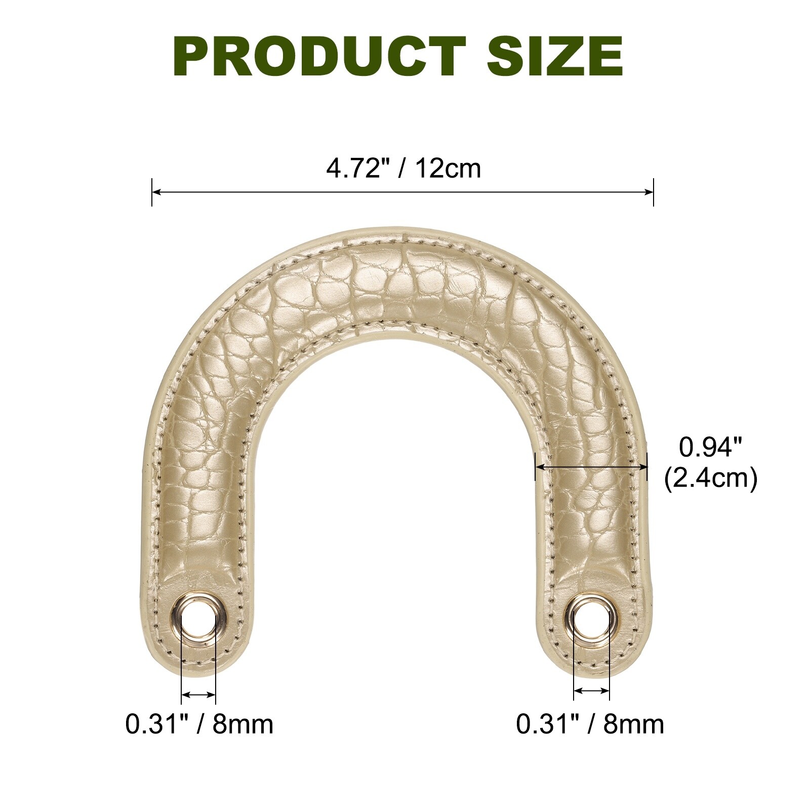 U-Shaped Leather Bag Handle Replacement Leather Purse Handles with Iron Grommets for Handcrafted Bag Accessories