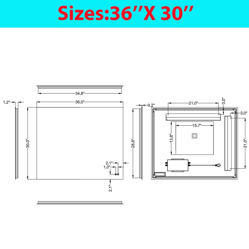 CB HOME LED Bathroom Mirror, Lighted Wall Mounted Vanity Mirror, Anti-fog, Backlit, Dimmable, Frameless, Horizontally/Vertically