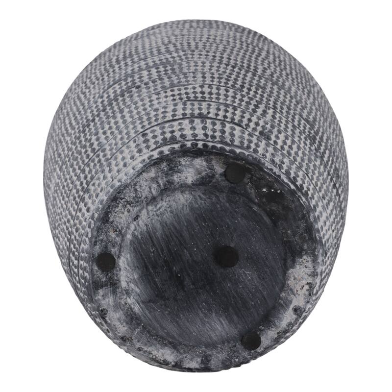 Ceramic Vase Textured Wide-Opening for Modern Decor - 16" Black