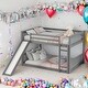 preview thumbnail 2 of 16, Full over Full Bunk Bed with Slide and Ladder in Grey, Easy Assembly