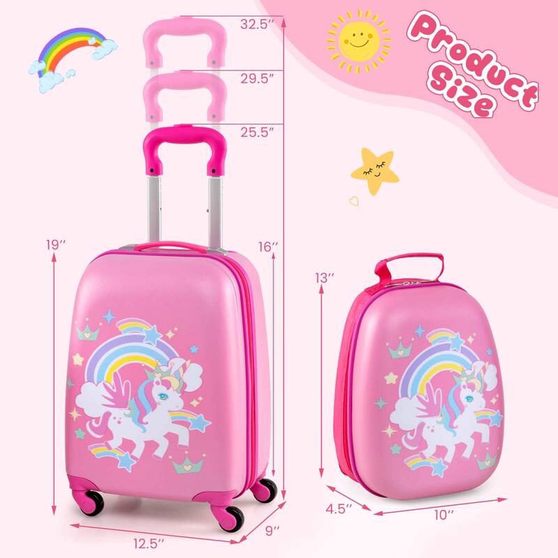 Costway 2PC Kids Carry On Luggage Set 12" Backpack and 16" Rolling - See Details