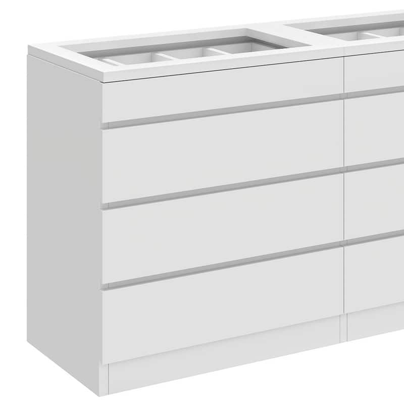 Modern 8-Drawer Dresser Chest Dresser of Drawer Organizers with LED Light High Gloss