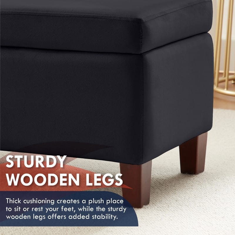 Hamilton Upholstered Rectangle Storage Ottoman with Hinge Lid - 40" x 15" x 16"