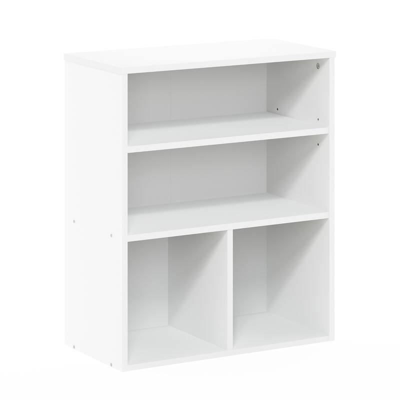 28.1 in. Tall White Wood 3-Shelf Bookcase