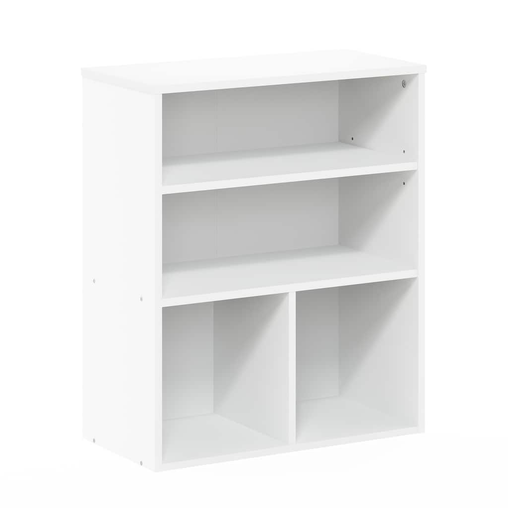 28.1 in. Tall White Wood 3-Shelf Bookcase