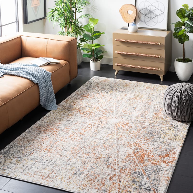 SAFAVIEH Aston Nedea Abstract Burst Rug - 3' x 5' - Ivory/Grey