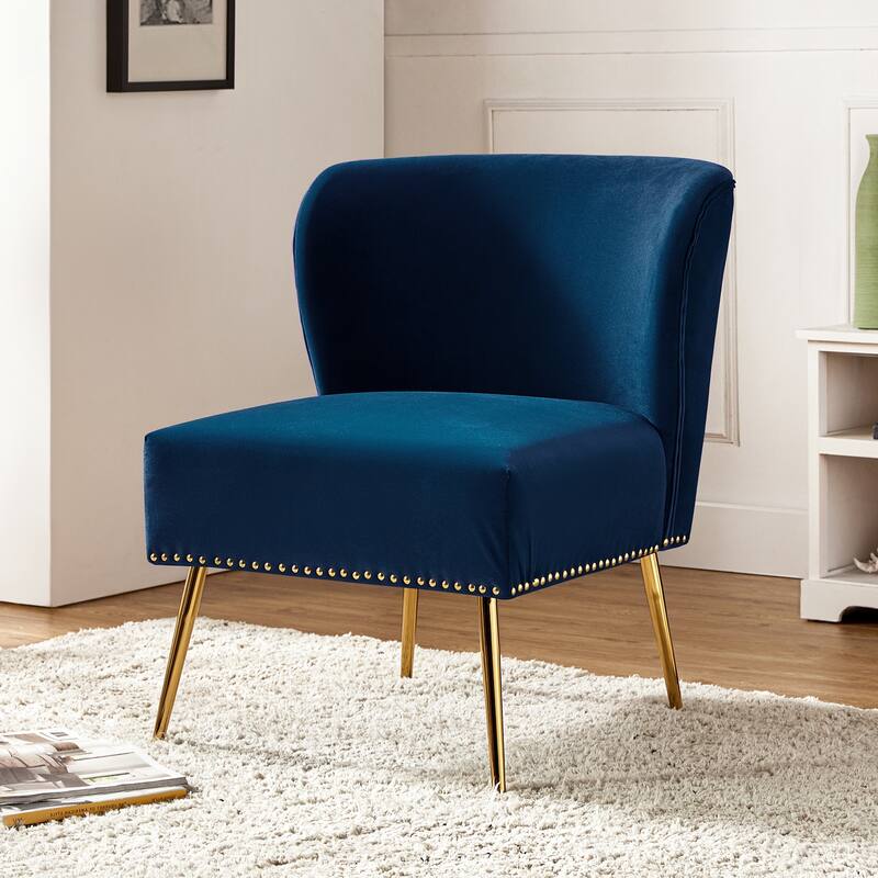 Celtia Modern Velvet Accent Side Chair with Nailhead Trim by HULALA HOME