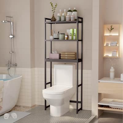 Over The Toilet Storage, 3-Tier Bamboo Bathroom Organizer with Adjustable Shelf