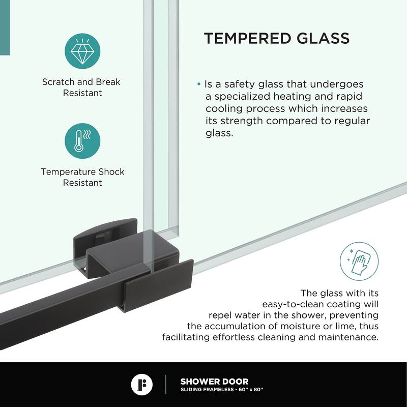 Fine Fixtures Frameless Clear Sliding Bathroom Shower Door
