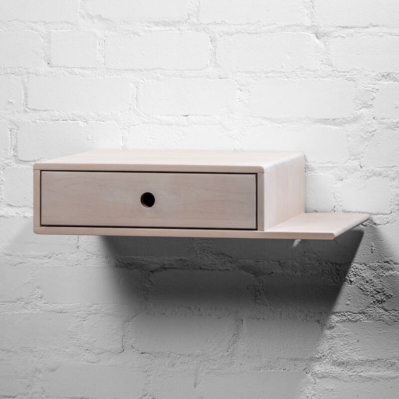 Floating Nightstand Solid Wood with Shelf, Nightstand with Drawer