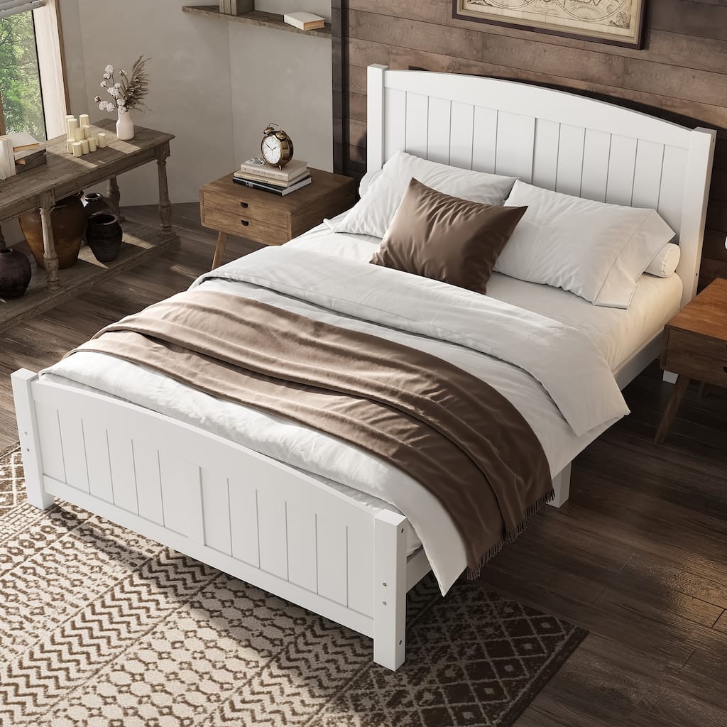 King/Queen/Full Size Platform Bed, Solid Wood Bed Frame with Support Slats, No Box Spring Needed, Sturdy Structure