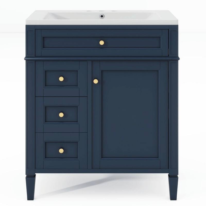 30'' Modern Bathroom Vanity with Top Sink, 2 Drawers and Tip-out Drawer
