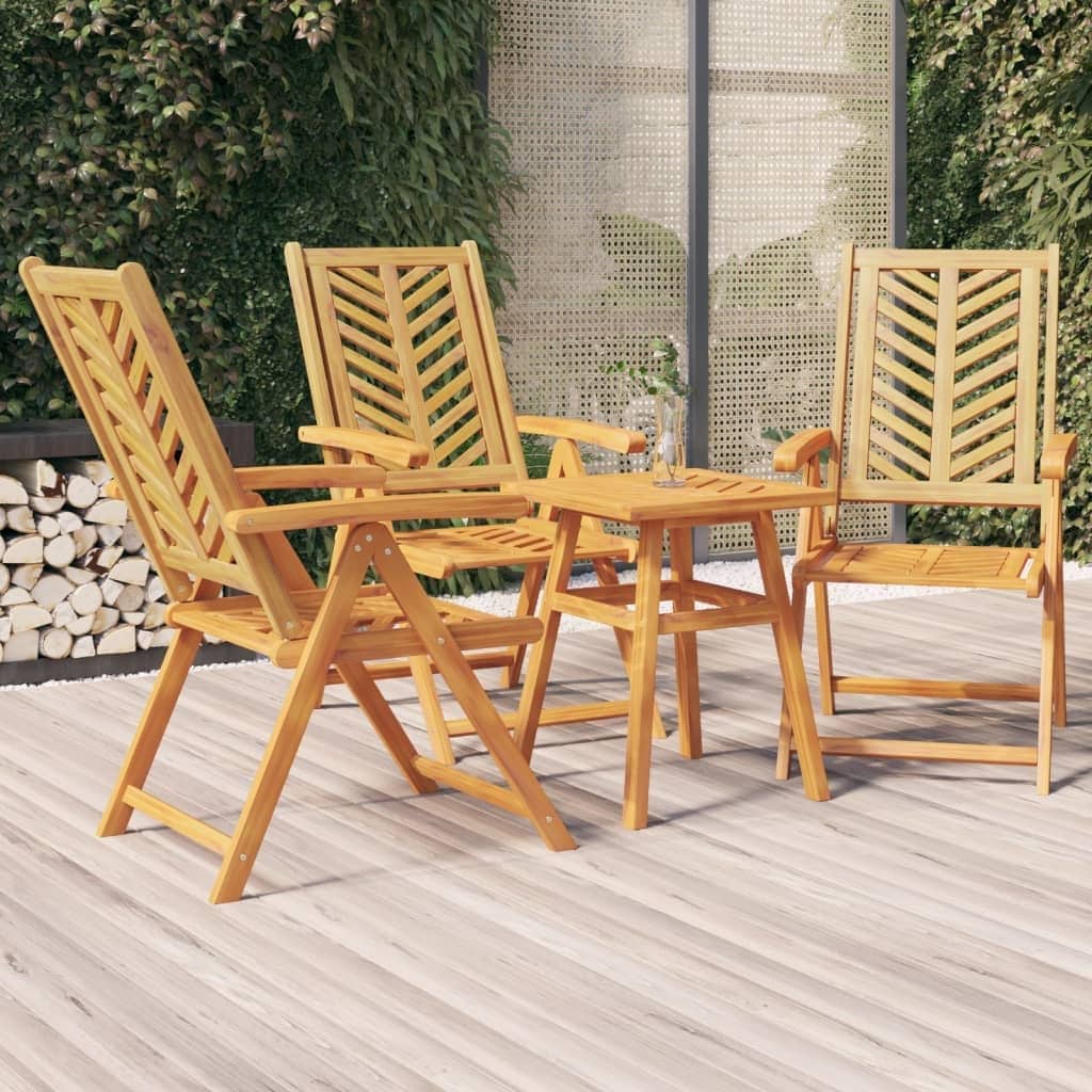 vidaXL Reclining Patio Chairs 2 3 pcs Solid Wood Acacia 22.4