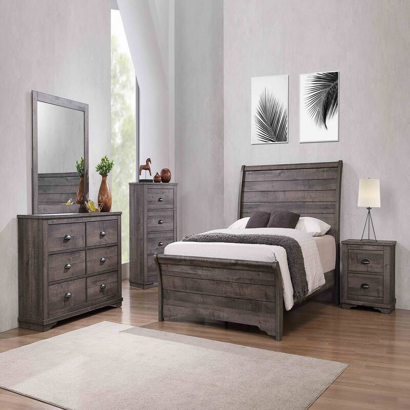 1pc Contemporary Two-Drawers Nightstand,Gray Color