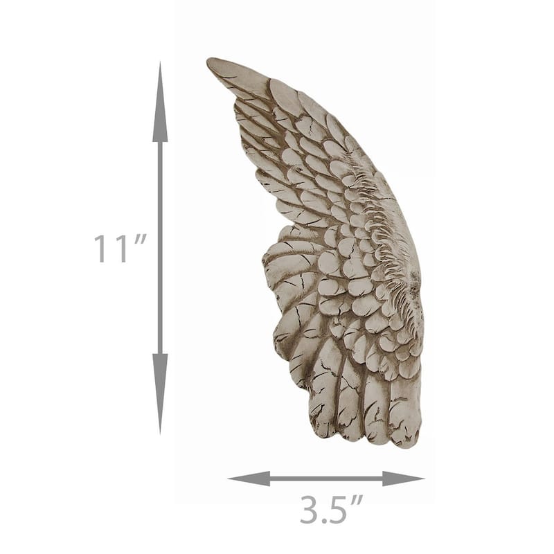 Zeckos Angel Wings 11 Inch Aged White Wall Sculpture (Set Of 2)