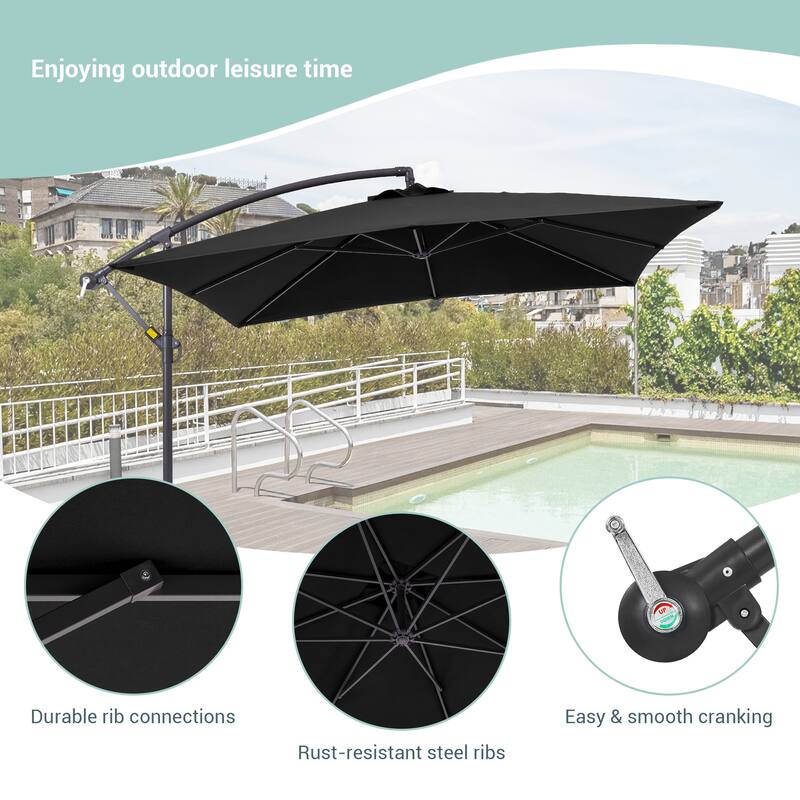 Bonosuki 8.2 x 8.2Ft Patio Offset Umbrella w/ Weighted Base