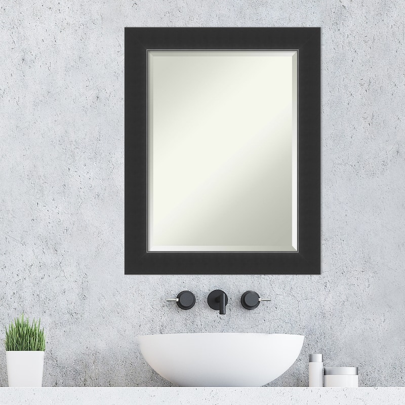 Beveled Wood Bathroom Wall Mirror - Corvino Black Frame