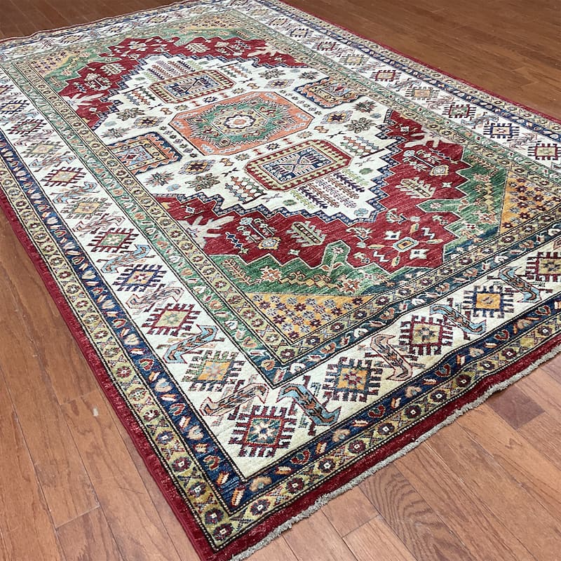HERAT ORIENTAL Handmade Super Kazak Wool Rug - 5'5" x 8'7"