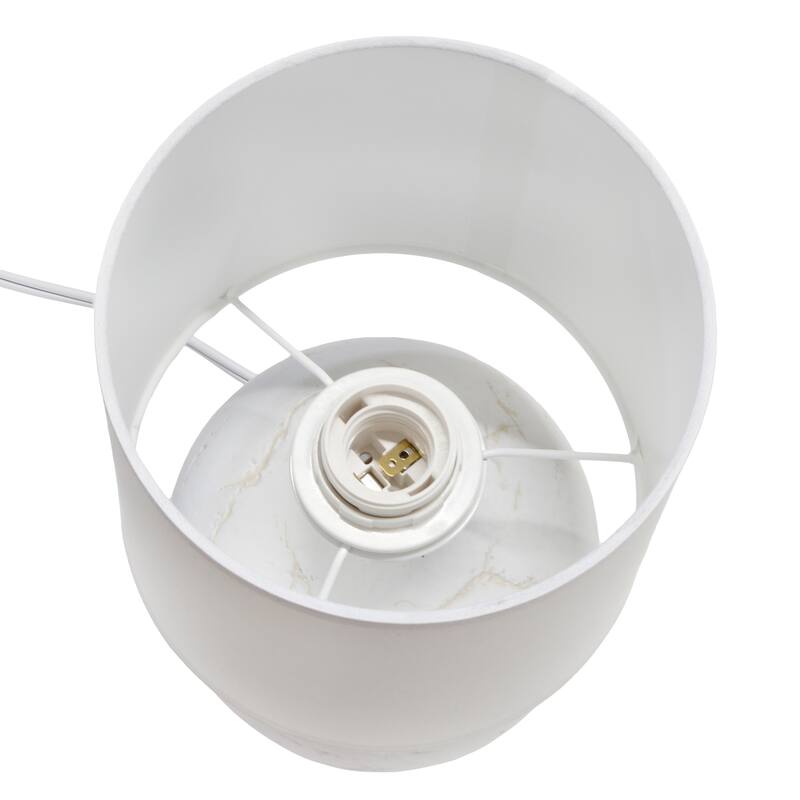Rounded Marble Style Table Lamp with Drum Shade - 12.5" - White